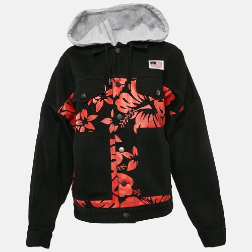 Floral Print Denim Detachable Hood Jacket S - Palm Angels - Modalova