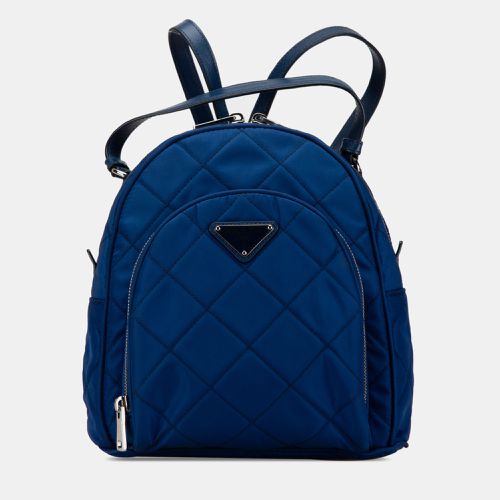 Prada Blue Tessuto Impuntu Backpack - Prada - Modalova