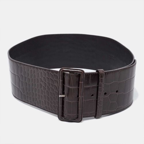 Dark Croc Embossed Leather Buckle Wide Belt 80CM - Prada - Modalova