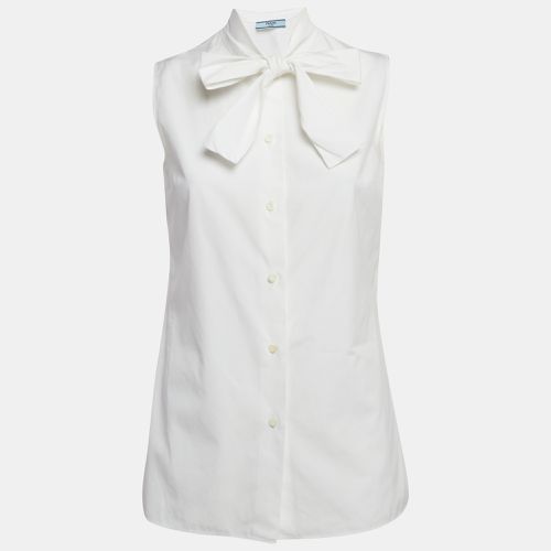 Cotton Sleeveless Tie-Up Neck Top S - Prada - Modalova