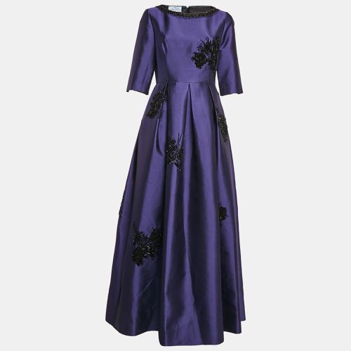 Bead Embellished Wool and Silk Pleated Gown M - Prada - Modalova