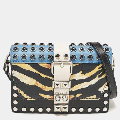 Zebra Print Leather Elektra Studded Shoulder Bag - Prada - Modalova