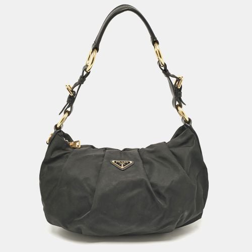 Prada Black Nylon Pleated Hobo - Prada - Modalova