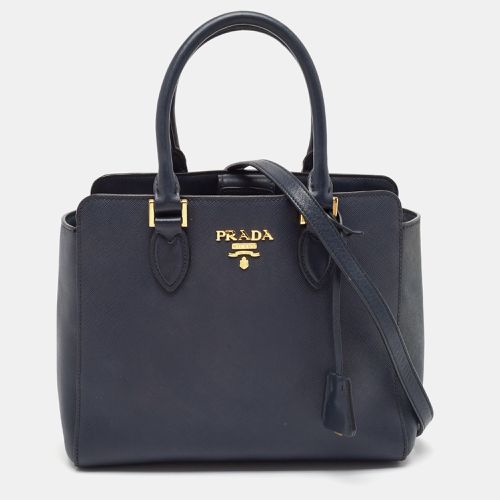 Saffiano Lux and Soft Leather Small Tote - Prada - Modalova