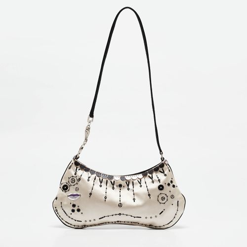 Black Satin Embellished Baguette Bag - Prada - Modalova