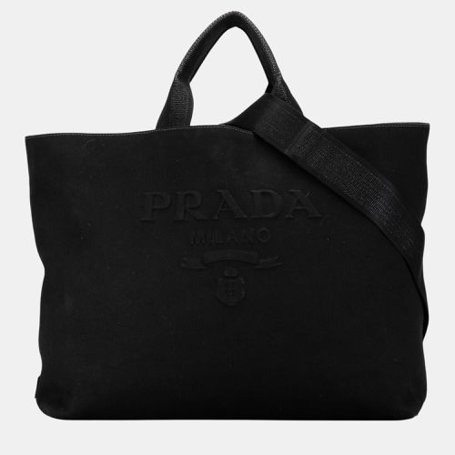 Prada Black Canapa Drill Tote - Prada - Modalova