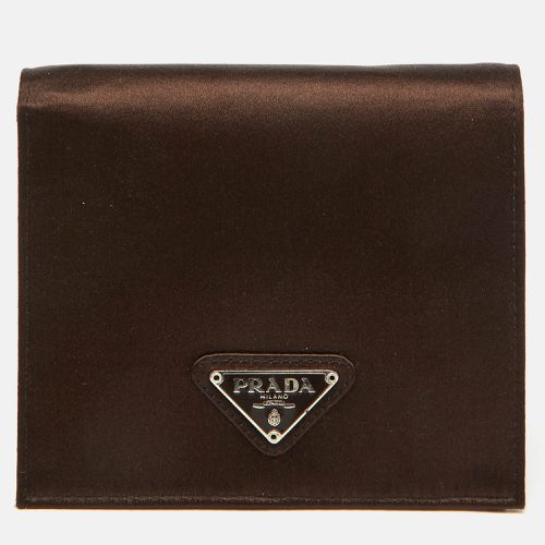 Dark Satin Triangle Logo Compact Bifold Wallet - Prada - Modalova