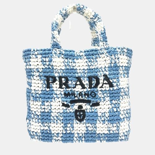 Raffia Small Crochet Basket Tote Bag - Prada - Modalova