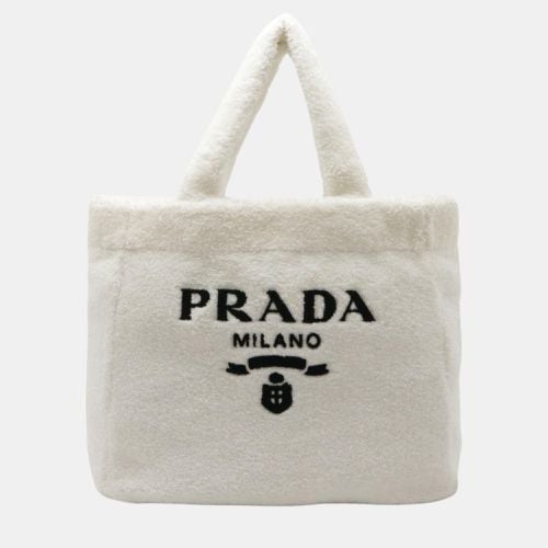 Bianco Nero Black Fabric Terry Large Tote Bag - Prada - Modalova