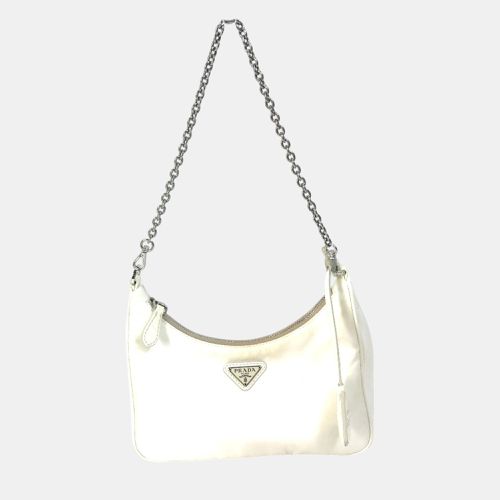 Triangle Logo Triangle Logo Plate Chain With Crossbody Pouch Shoulder Bag Beige - Prada - Modalova