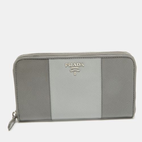 Two Tone Saffiano Leather Zip Around Wallet - Prada - Modalova