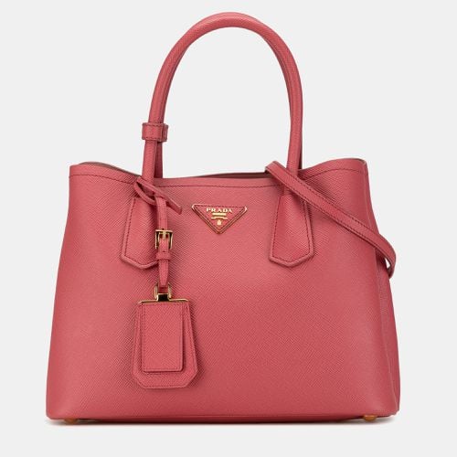 Medium Saffiano Cuir Double Satchel - Prada - Modalova