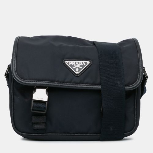 Saffiano Trimmed Double Buckle Messenger Bag - Prada - Modalova