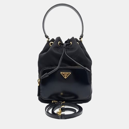 Leather and Nylon Brushed Bucket Tote Bag - Prada - Modalova