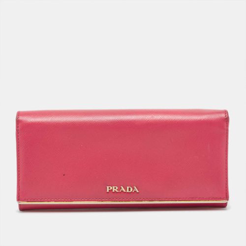 Saffiano Leather Metal Detail Continental Wallet - Prada - Modalova