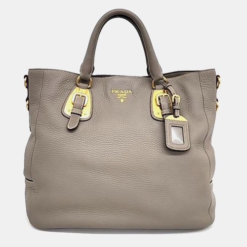 Leather Vitello Daino Tote Bag - Prada - Modalova