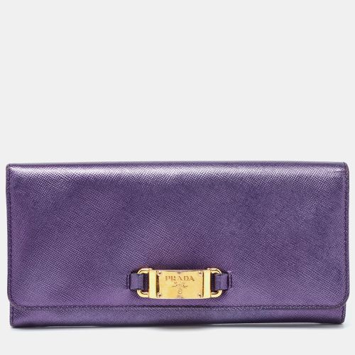 Saffiano Leather Logo Flap Continental Wallet - Prada - Modalova