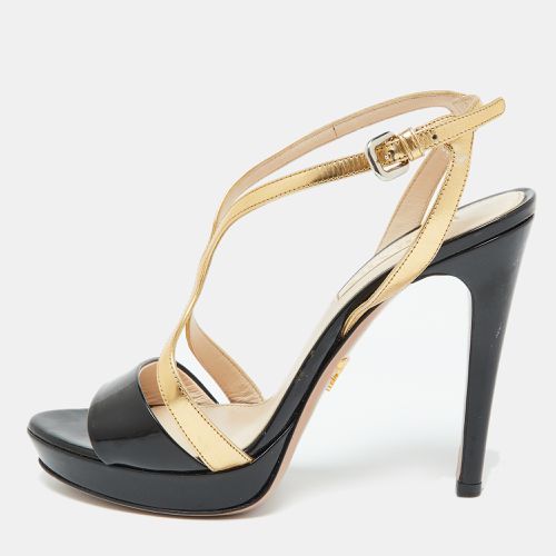 Gold Leather Strappy Platform Sandals Size 37 - Prada - Modalova