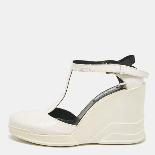 Leather T-Strap Wedge Sandals Size 40 - Prada - Modalova