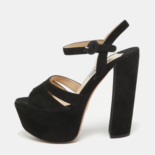 Suede Ankle Strap Platform Block Heel Sandals Size 36 - Prada - Modalova