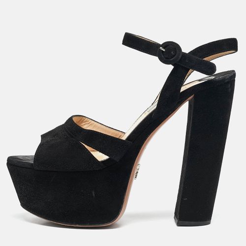 Suede Platform Ankle Strap Sandals Size 38.5 - Prada - Modalova