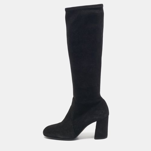 Suede Knee Length Block Heel Boots Size 37.5 - Prada - Modalova