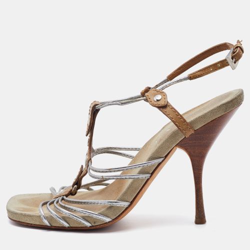 Brown Leather Strappy Sandals Size 36.5 - Prada - Modalova