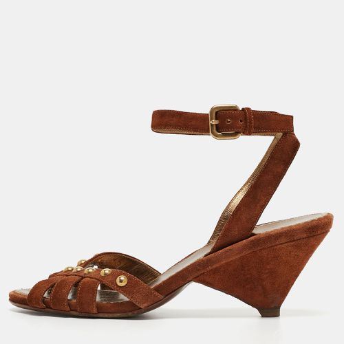 Suede Studded Wedge Ankle Strap Sandals Size 40.5 - Prada - Modalova