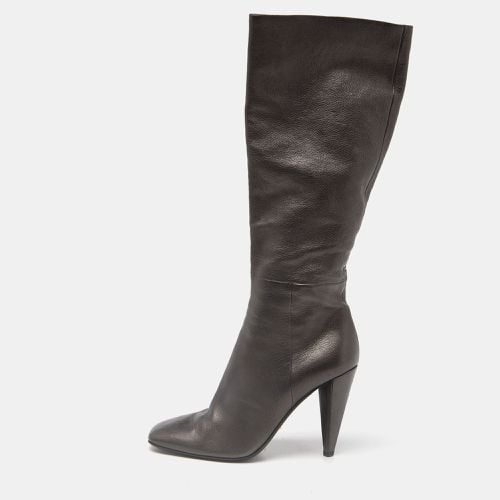 Leather Heel Knee Length Boots Size 39 - Prada - Modalova