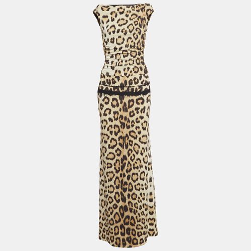 Leopard Print Jersey Cut Out Detail Maxi Dress M - Roberto Cavalli - Modalova