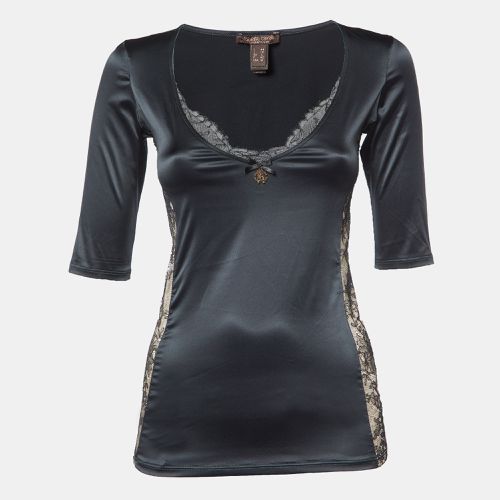 Satin Lace Trim V-Neck Top M - Roberto Cavalli - Modalova