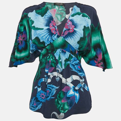 Printed Silk V-Neck Top M - Roberto Cavalli - Modalova