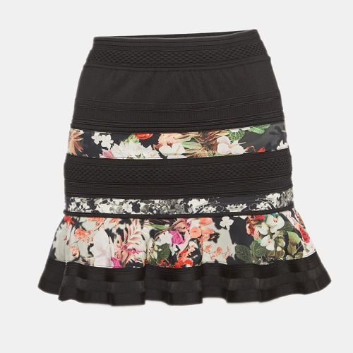 Floral Printed Knit Flared Mini Skirt S - Roberto Cavalli - Modalova