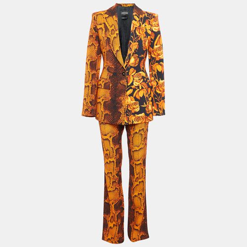 Python and Floral Print Crepe Pants Suit M - Roberto Cavalli - Modalova