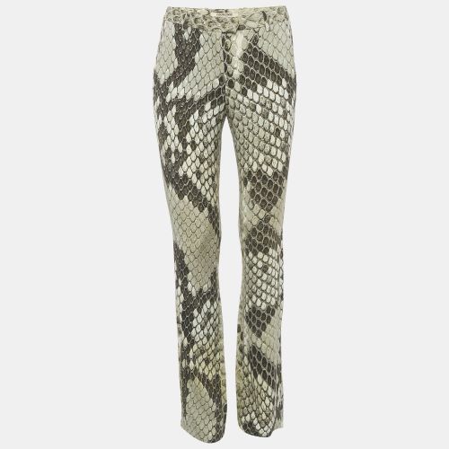 Snakeskin Print Crepe Straight Leg Pants S - Roberto Cavalli - Modalova