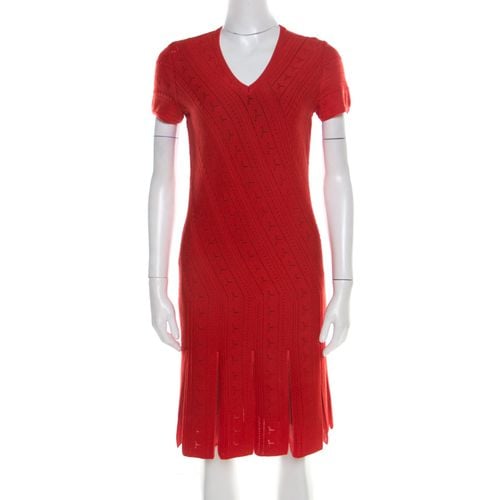 Crochet Knit V Neck Godet Dress M - Roberto Cavalli - Modalova