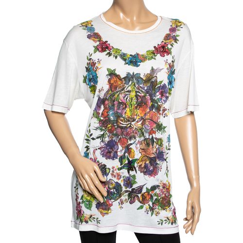 Floral Printed Modal Knit T-Shirt S - Roberto Cavalli - Modalova