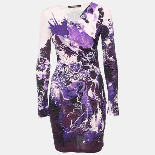 Purple Print Jersey Short Dress S - Roberto Cavalli - Modalova