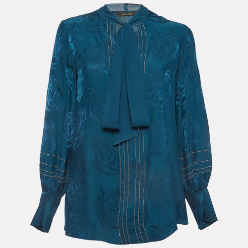 Teal Tiger Jacquard Embellished Blouse S - Roberto Cavalli - Modalova