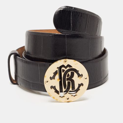 Croc Embossed Leather Logo Buckle Belt 85CM - Roberto Cavalli - Modalova