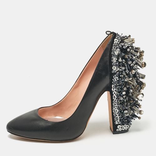 Leather Embellished Block Heel Pumps Size 39 - Rochas - Modalova