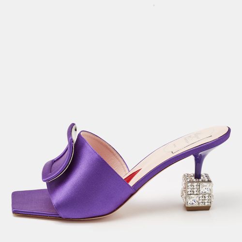 Satin Cube Crystal Heel Mules Size 39 - Roger Vivier - Modalova