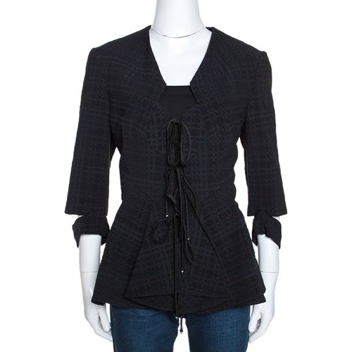 Puckered Check Wool Blend Hanover Jacket L - Roland Mouret - Modalova