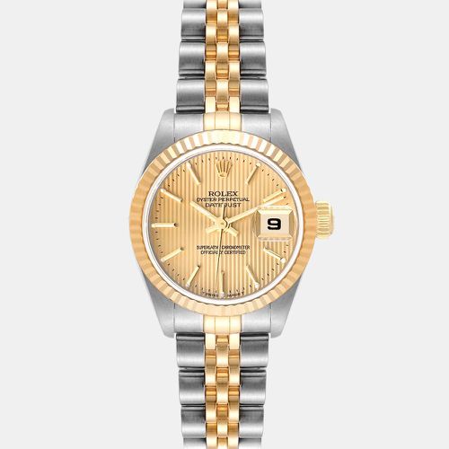 Champagne 18k Yellow And Stainless Steel Datejust 79173 Automatic Women's Wristwatch 26 mm - Rolex - Modalova