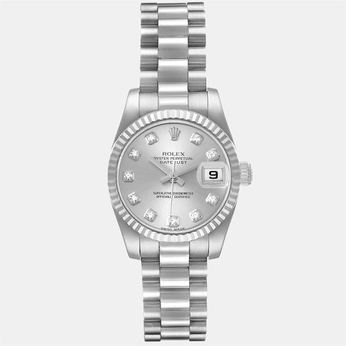 Diamonds 18K White Gold President Datejust 179179 Automatic Women's Wristwatch 26 mm - Rolex - Modalova