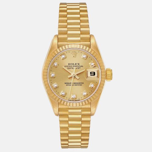 Datejust President Diamond Dial Yellow Ladies Watch 69178 26 mm - Rolex - Modalova