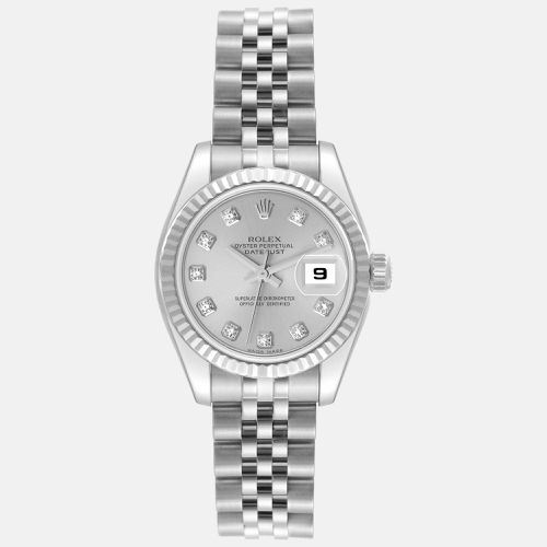 Datejust Steel White Gold Diamond Dial Ladies Watch 26 mm - Rolex - Modalova