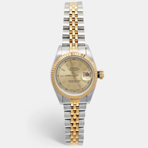 Champagne 18k Yellow Stainless Steel Datejust 69173 Women's Wristwatch 26 mm - Rolex - Modalova