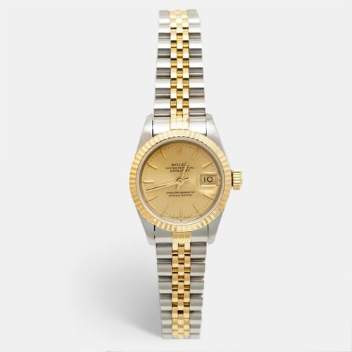 Champagne 18k Yellow Stainless Steel Datejust 69173 Women's Wristwatch 26 mm - Rolex - Modalova