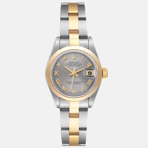 Datejust Steel Yellow Gold Smooth Bezel Slate Dial Ladies Watch 26 mm - Rolex - Modalova